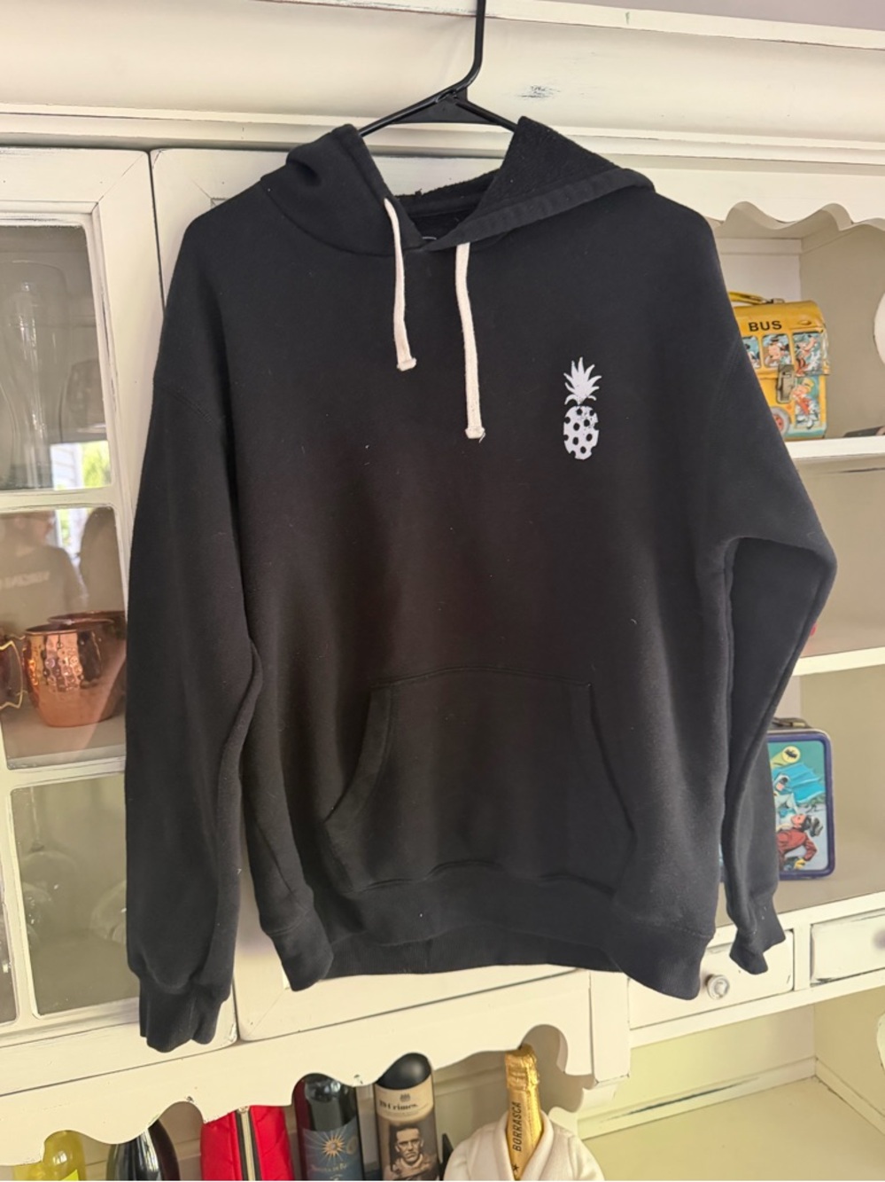 Billabong Black Crewneck Hoodie with White Pineapple Logo